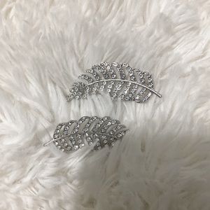 Silver feather earrings